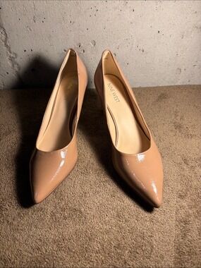Nine West Tan Teara Patent Leather Pointed-Toe Pumps - Size 7